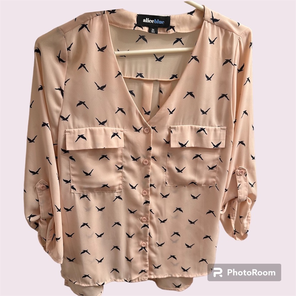 Blush pink button up blouse